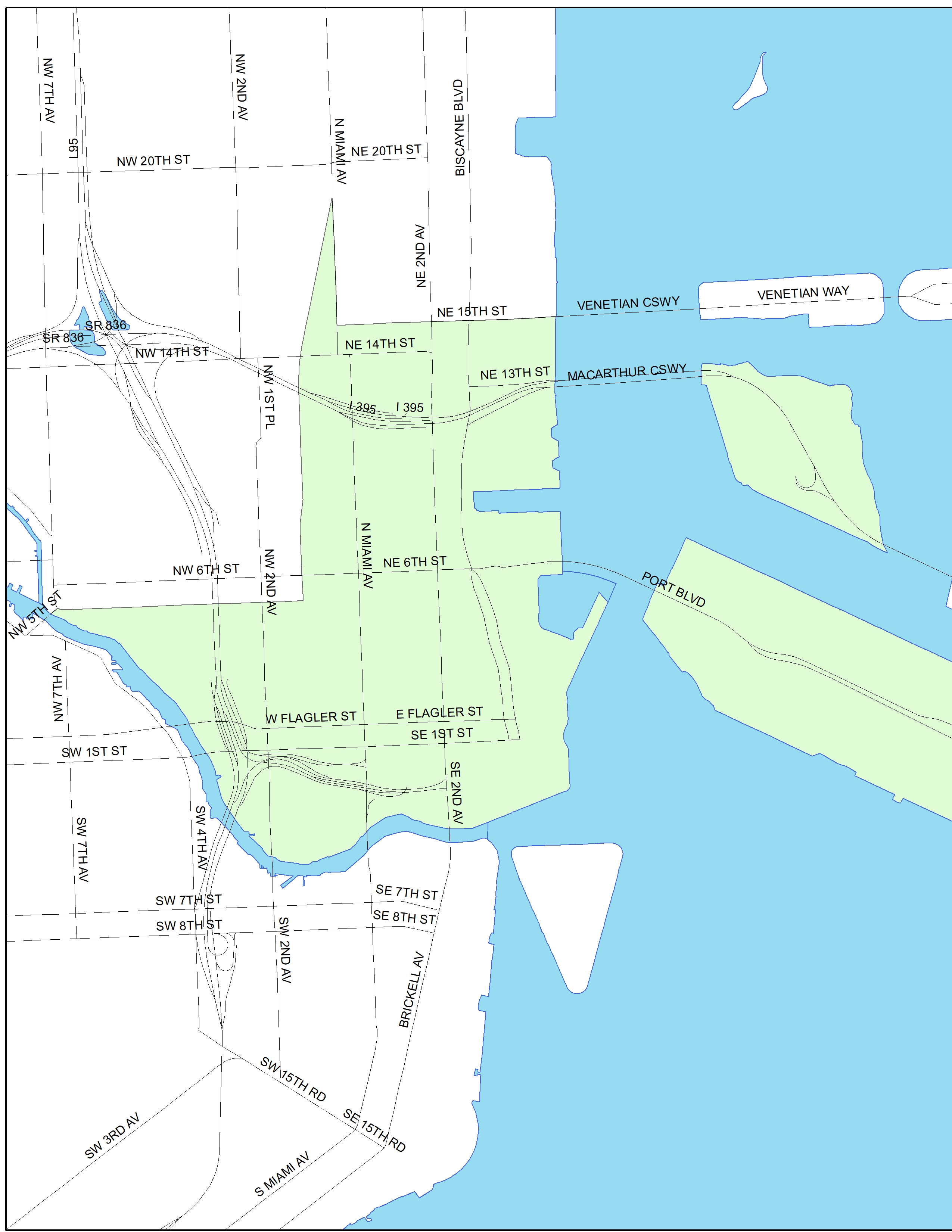 Downtown Police Neighborhood Service Area Map